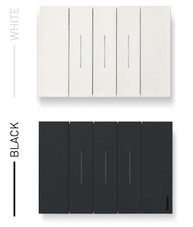 Intrerupatoare Bticino Living Now disponibile in variante alb si negru pentru proiecte rezidentiale smart home
